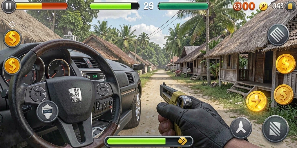 Screenshot saat pemain bersaing dalam mode multiplayer.
